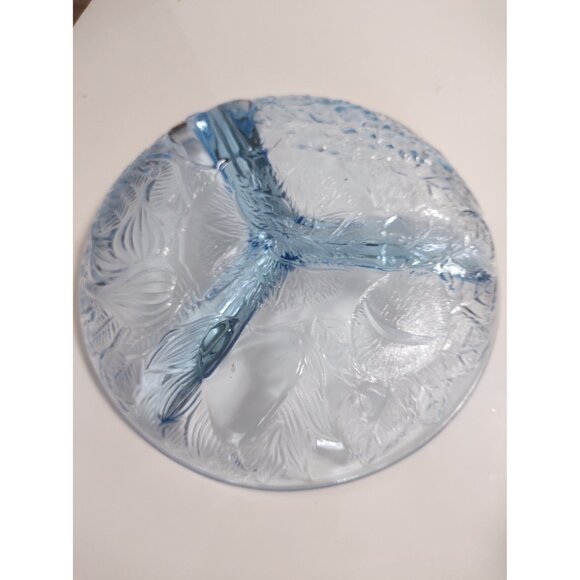 Vintage Blue Depression Style 3 section Plate Embossed Fruit French Blue 8" - Picture 8 of 11